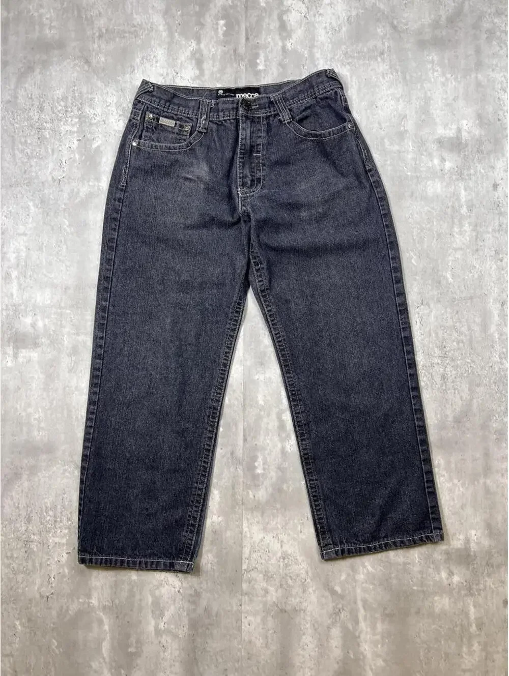 Y2K Baggy Dark Wash Jeans Wide Leg Skater Hip Hop Mecca